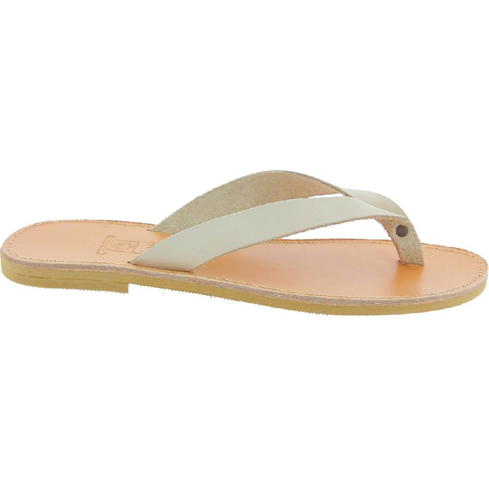 Lartigiano Del Cuoio Sandali infradito slip-on da uomo in pelle nabuk bianco sporco fatti a mano Convenienza