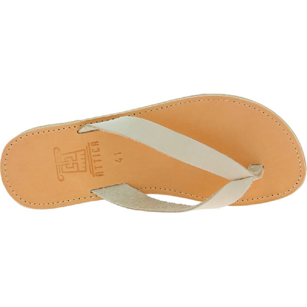 Lartigiano Del Cuoio Sandali infradito slip-on da uomo in pelle nabuk bianco sporco fatti a mano Convenienza