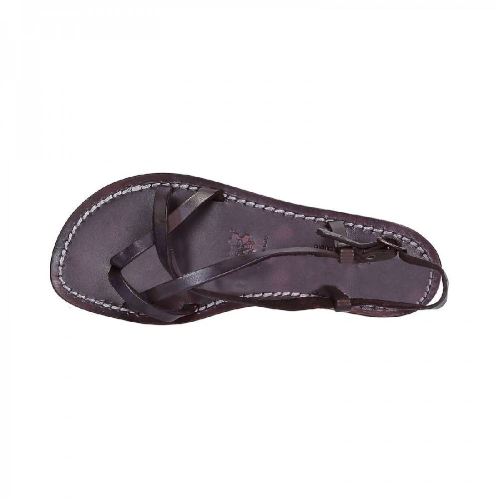 Lartigiano Del Cuoio Sandali cuoio artigianali donna in pelle color prugna Novità
