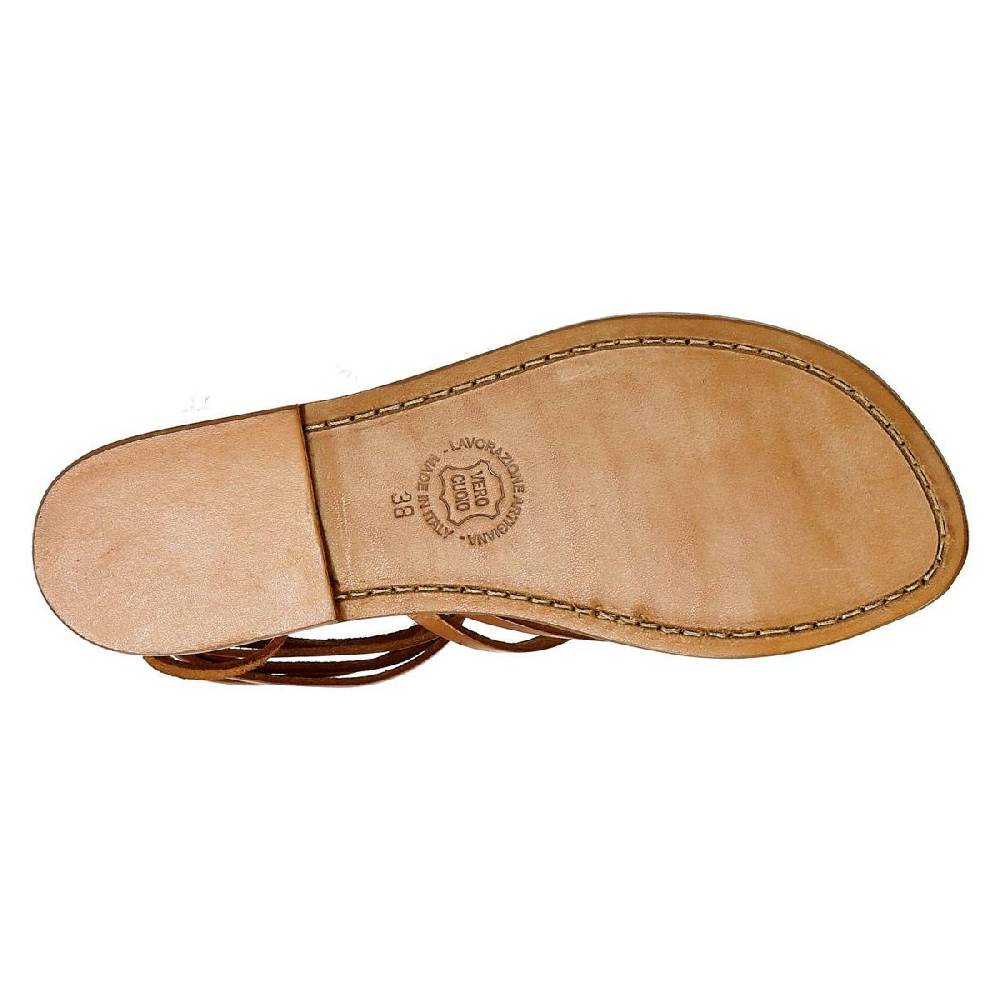 Lartigiano Del Cuoio Sandali alla schiava donna artigianali in pelle color cuoio antico In Saldo