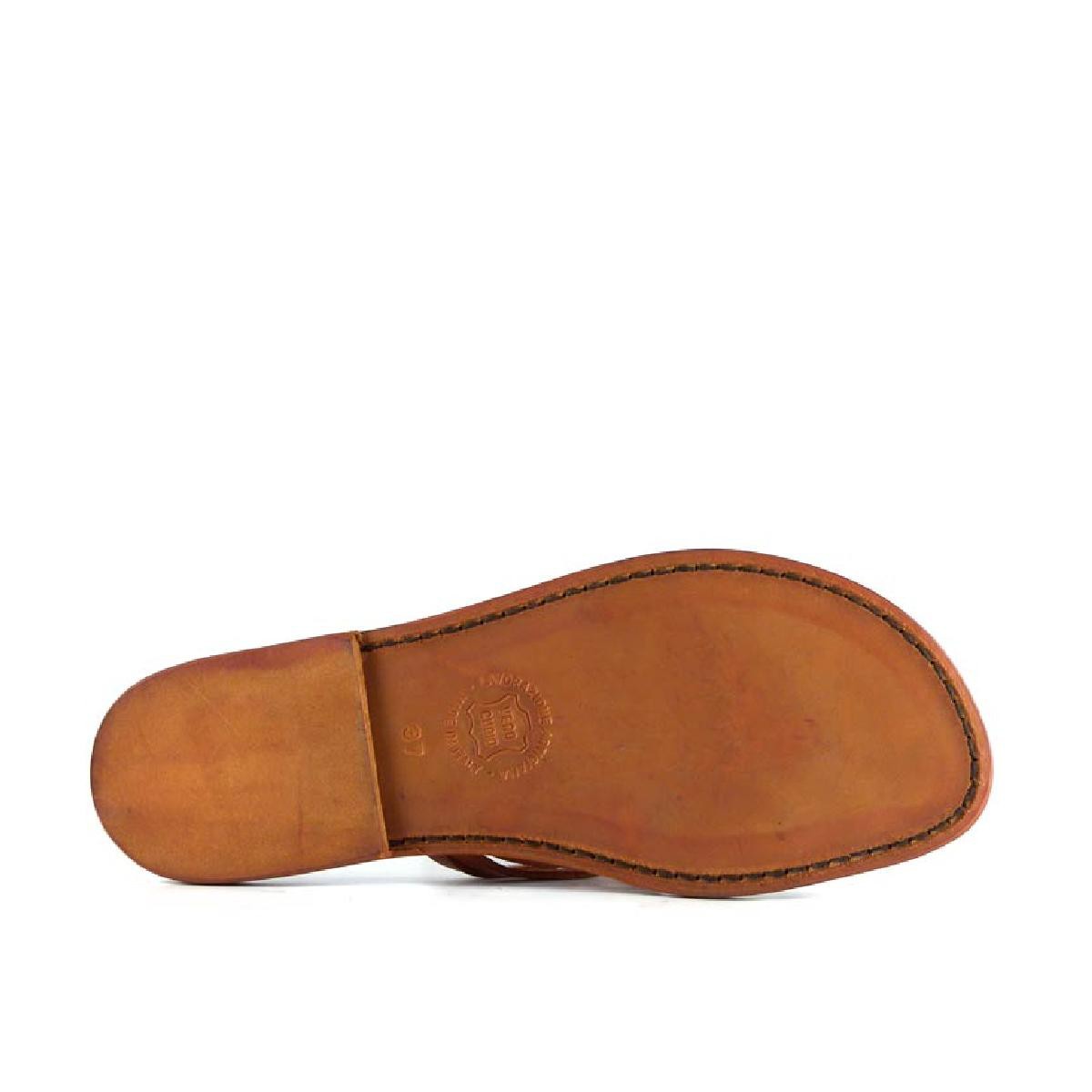 Lartigiano Del Cuoio Infradito intrecciati da donna fatti a mano in pelle arancio con suola in cuoio Italy