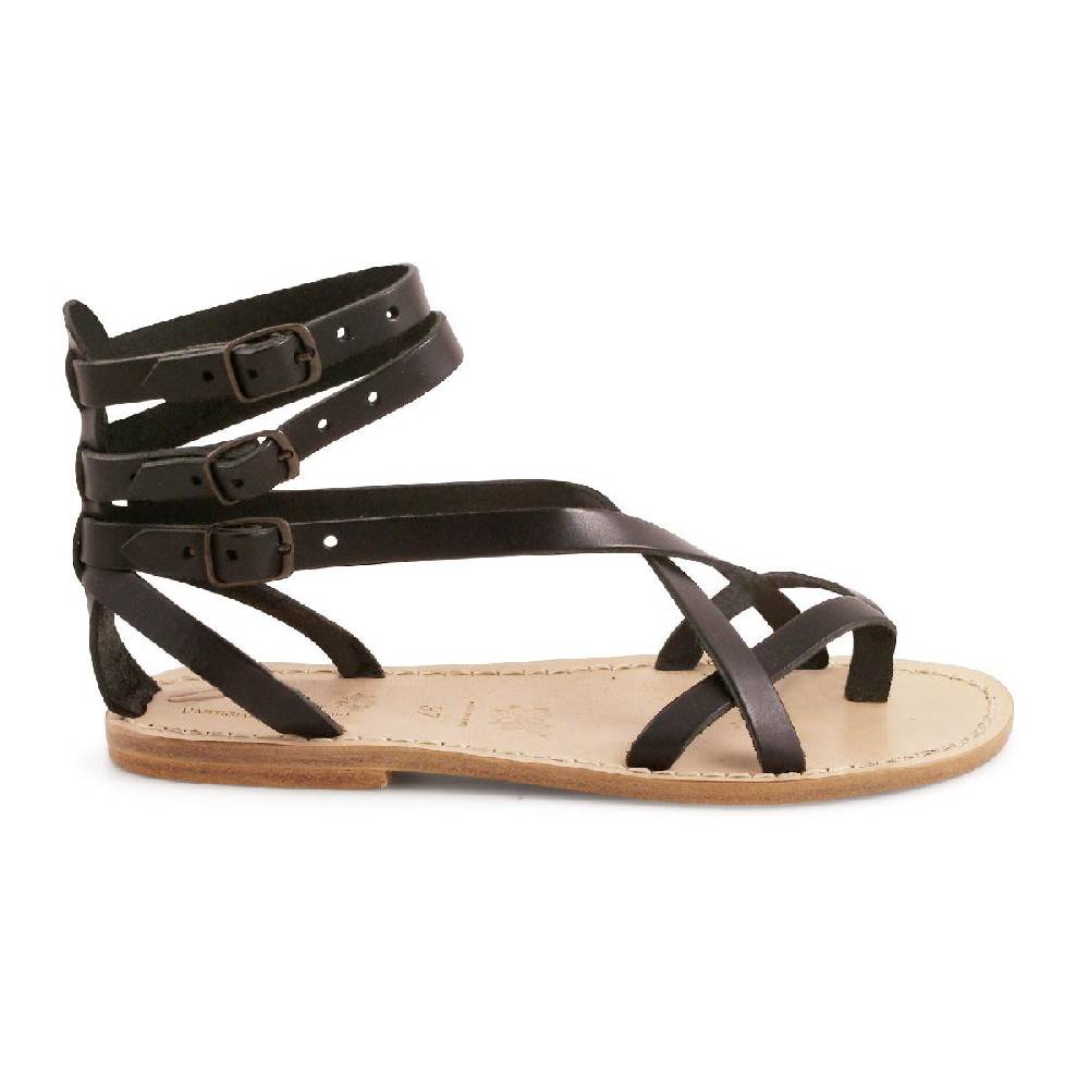 Lartigiano Del Cuoio Sandali gladiatore da donna in pelle nero fatti a mano Qualità