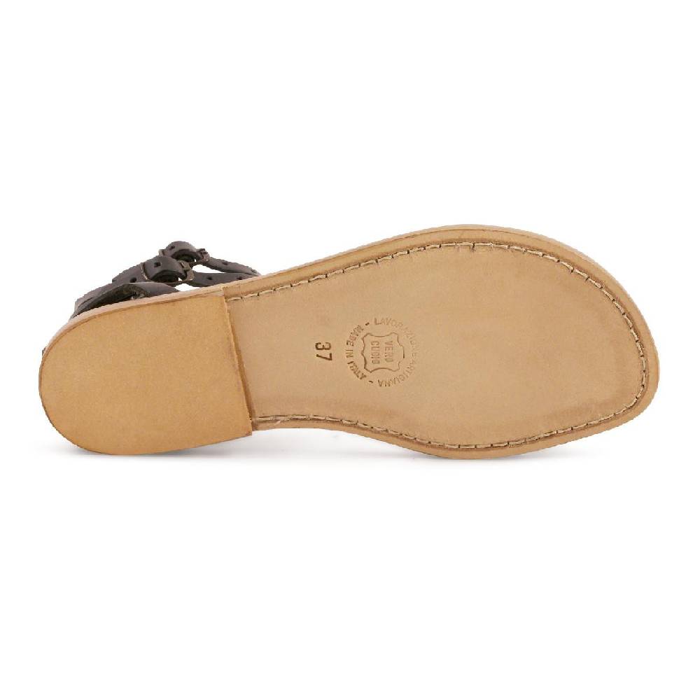 Lartigiano Del Cuoio Sandali gladiatore da donna in pelle nero fatti a mano Qualità