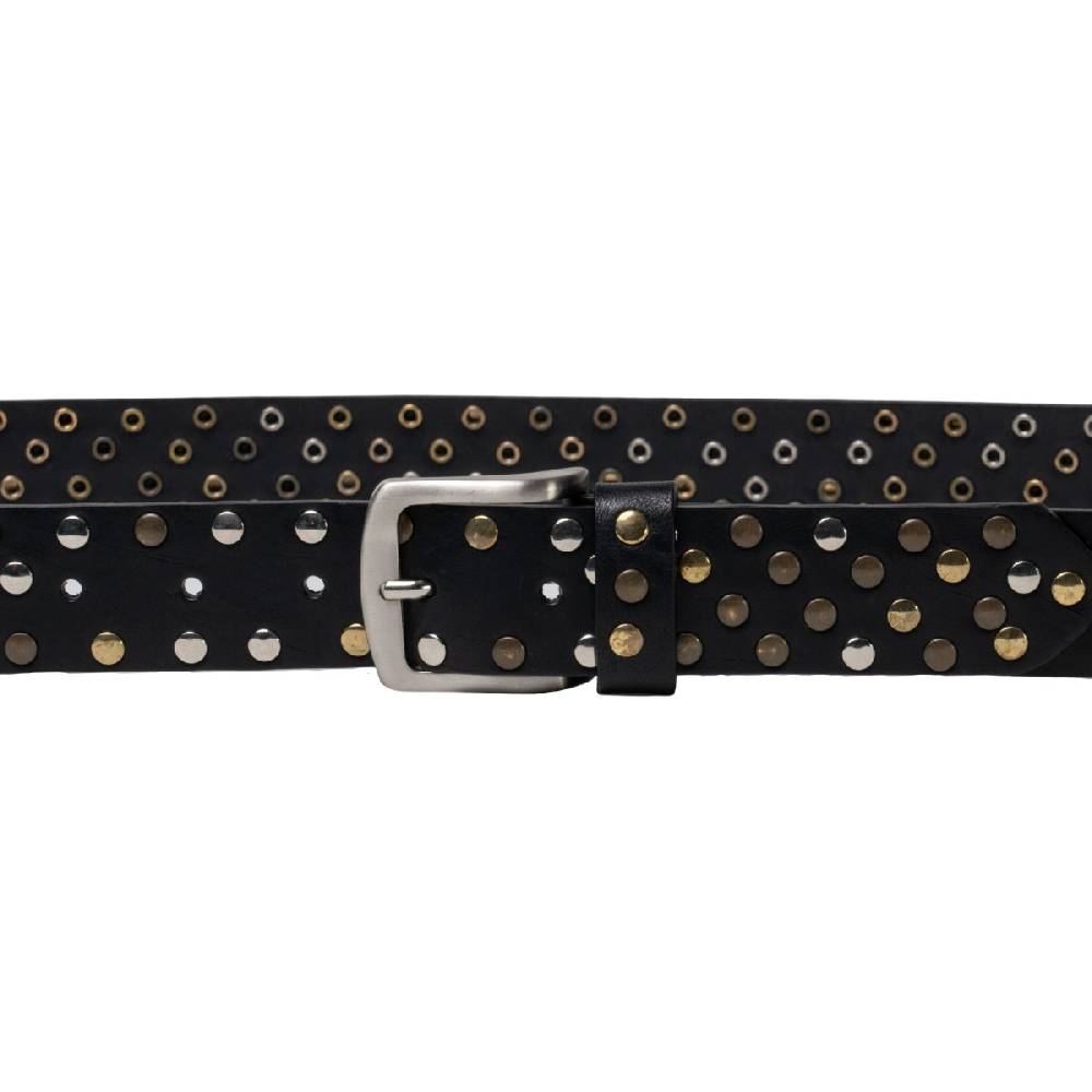 Lartigiano Del Cuoio Cintura in pelle nera con borchie metalliche unisex Pezzi Unici