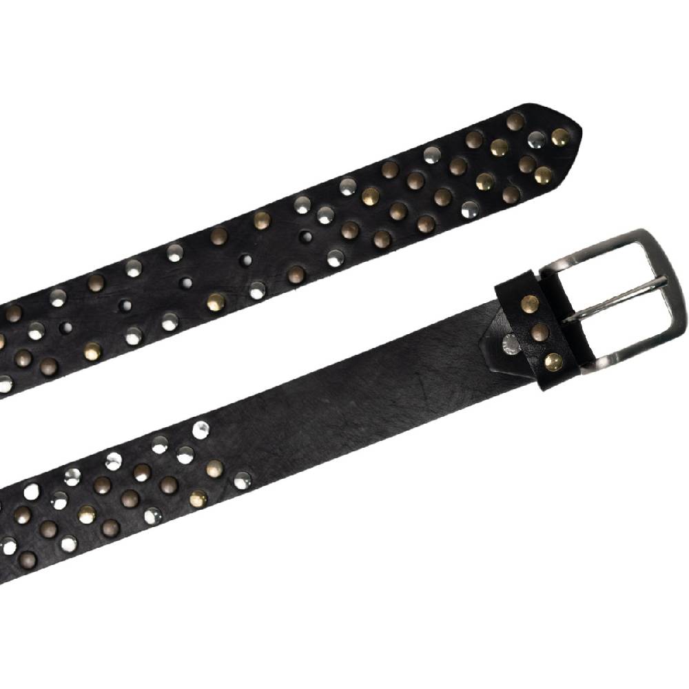 Lartigiano Del Cuoio Cintura in pelle nera con borchie metalliche unisex Pezzi Unici
