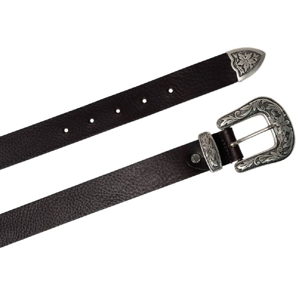 Lartigiano Del Cuoio Cintura western donna in pelle marrone scuro con fibbia in metallo Qualità Garantita
