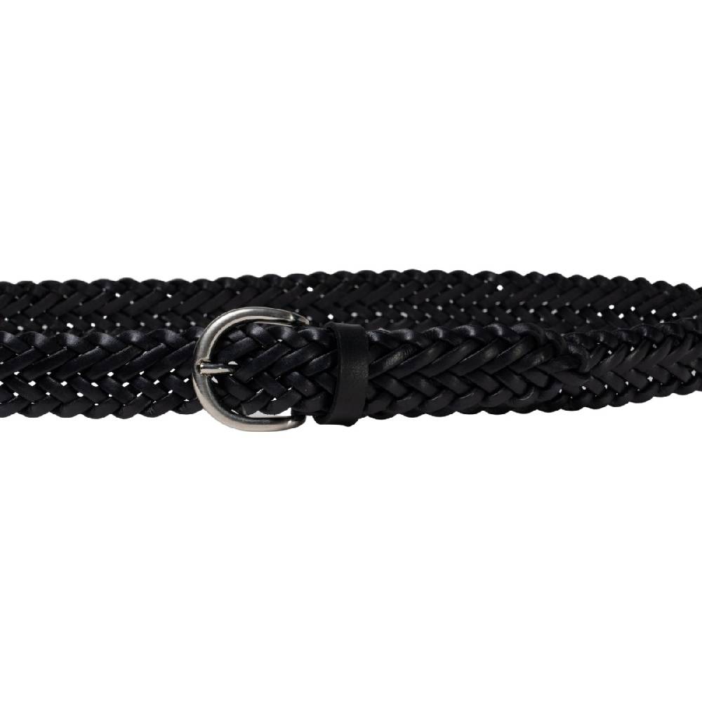 Lartigiano Del Cuoio Cintura intrecciata a mano in pelle nera 3 cm Presa