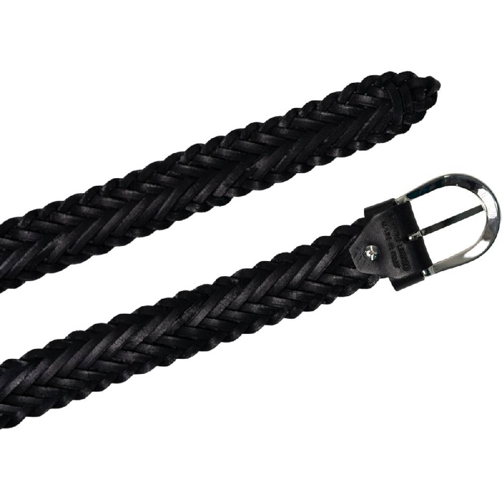 Lartigiano Del Cuoio Cintura intrecciata a mano in pelle nera 3 cm Presa