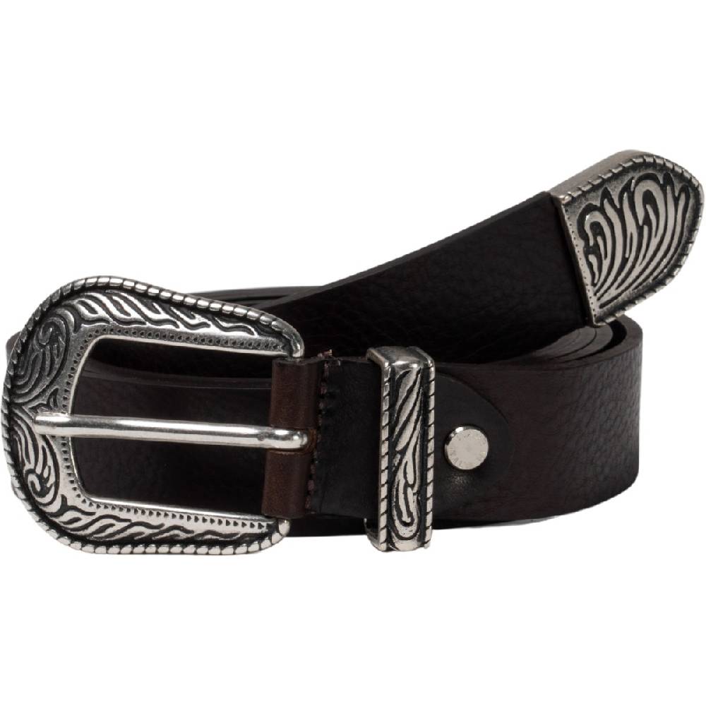 Lartigiano Del Cuoio Cintura western donna in pelle marrone con puntale in metallo inciso Sconto