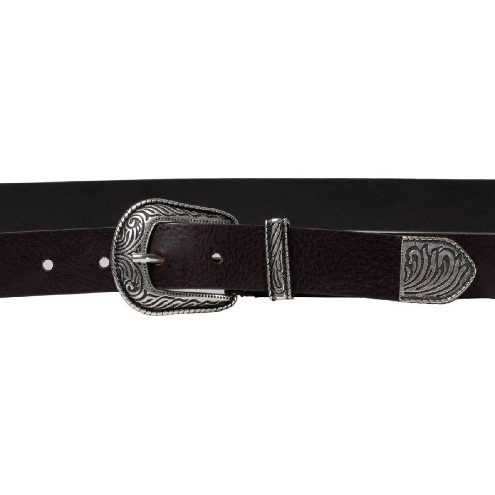 Lartigiano Del Cuoio Cintura western donna in pelle marrone con puntale in metallo inciso Sconto