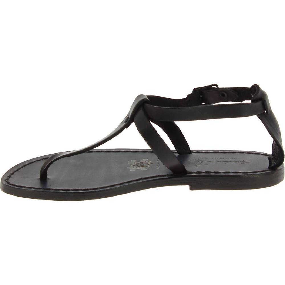 Lartigiano Del Cuoio Sandalo infradito da donna in pelle nero artigianali Moda