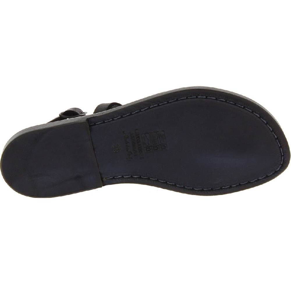 Lartigiano Del Cuoio Sandalo infradito da donna in pelle nero artigianali Moda