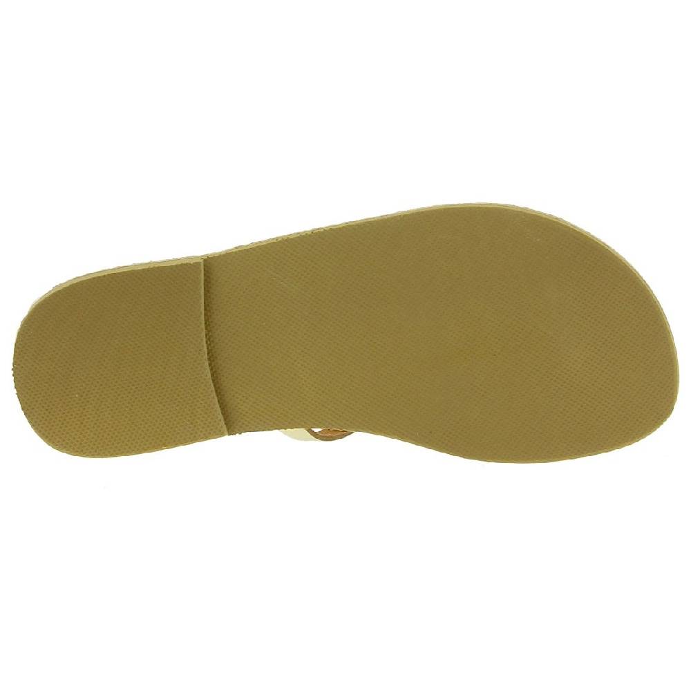 Lartigiano Del Cuoio Sandali infradito da donna con lacci incrociati fatti a mano in pelle di vitello laminata oro Italy
