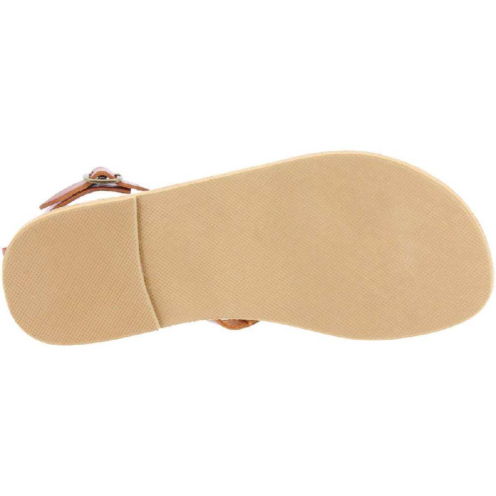 Lartigiano Del Cuoio Sandali infradito da donna con lacci incrociati fatti a mano in pelle di vitello marrone Italia