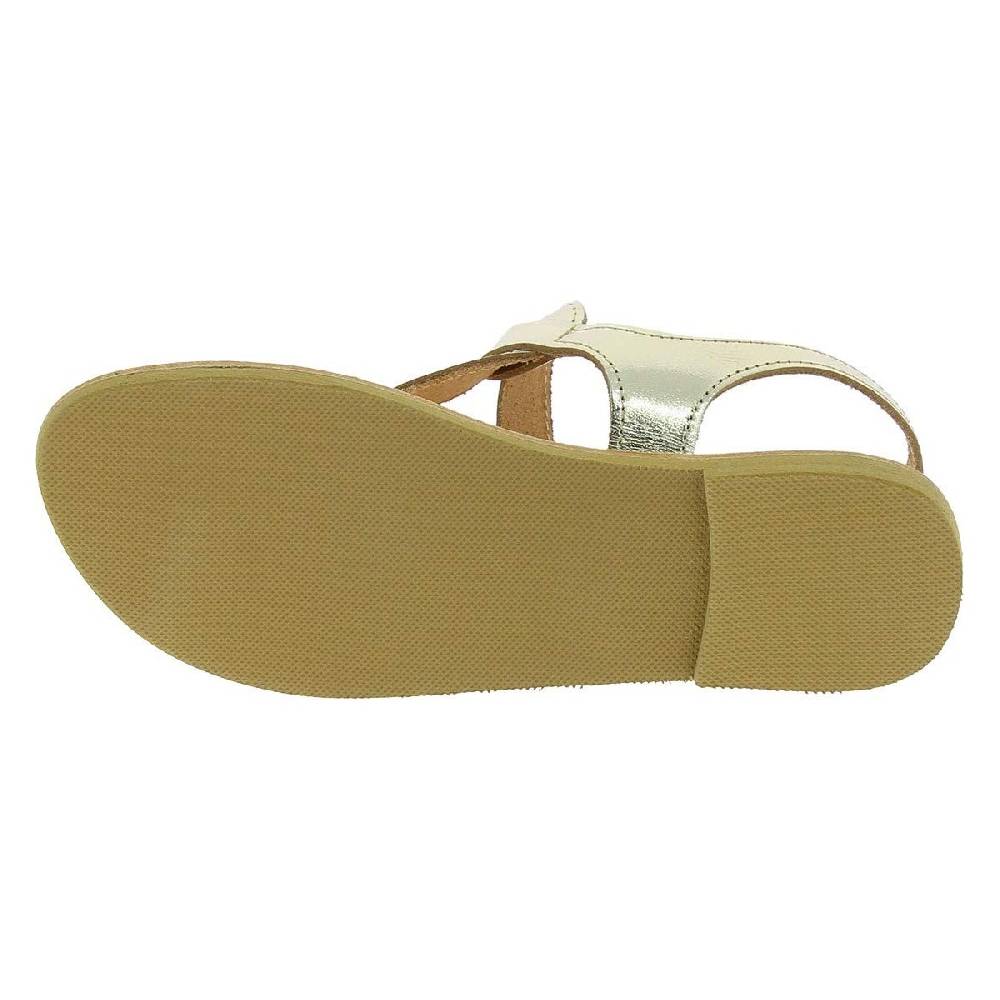 Lartigiano Del Cuoio Sandali infradito a goccia da donna fatti a mano in pelle di vitello laminata oro Nuovo