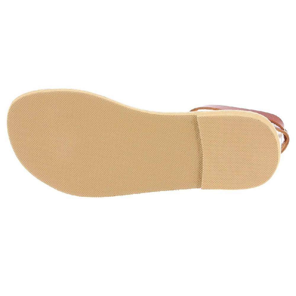 Lartigiano Del Cuoio Sandali infradito a cerchi da donna fatti a mano in pelle di vitello marrone Vendita