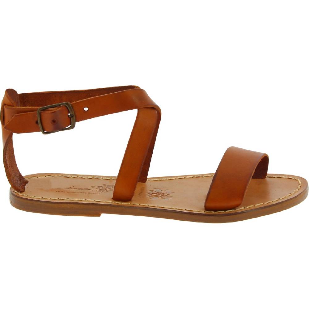 Lartigiano Del Cuoio Sandali donna in pelle color cuoio fatti a mano in Italia Spedizione Gratuita