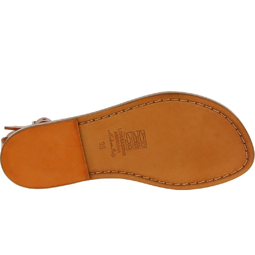 Lartigiano Del Cuoio Sandali donna in pelle color cuoio fatti a mano in Italia Spedizione Gratuita