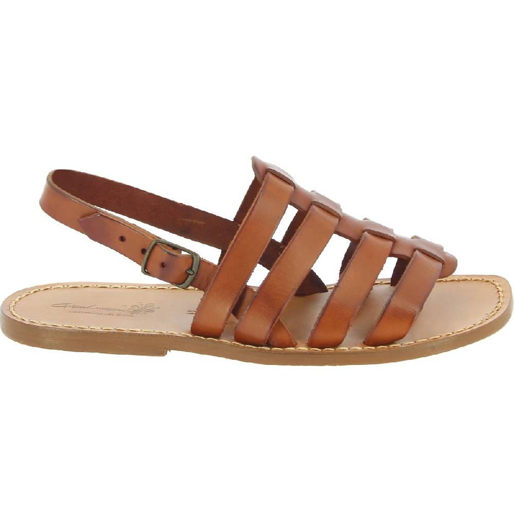 Lartigiano Del Cuoio Sandali da uomo a gabbia in pelle color cuoio Sottocosto