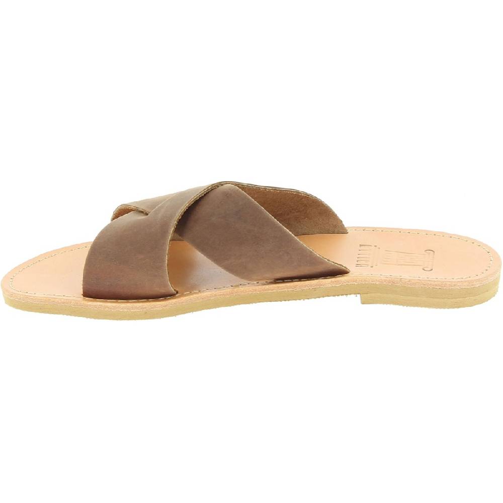 Lartigiano Del Cuoio Sandali ciabatte da uomo con fasce incrociate in pelle nubuk testa di moro Convenienza