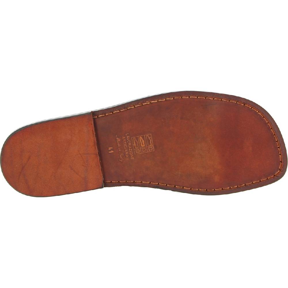 Lartigiano Del Cuoio Sandali da uomo a gabbia in pelle marrone scuro Sconto