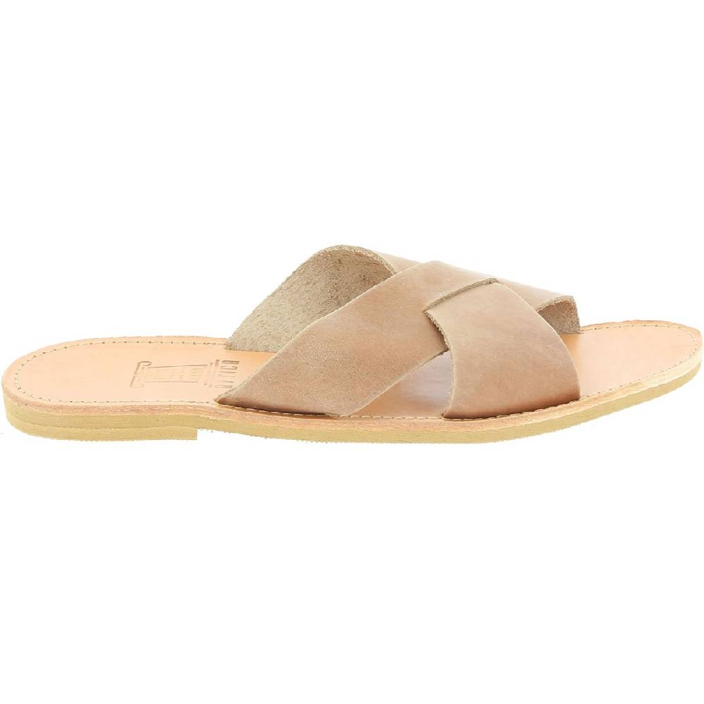 Lartigiano Del Cuoio Sandali uomo in nubuck marrone chiaro fatti a mano in Grecia Offerta