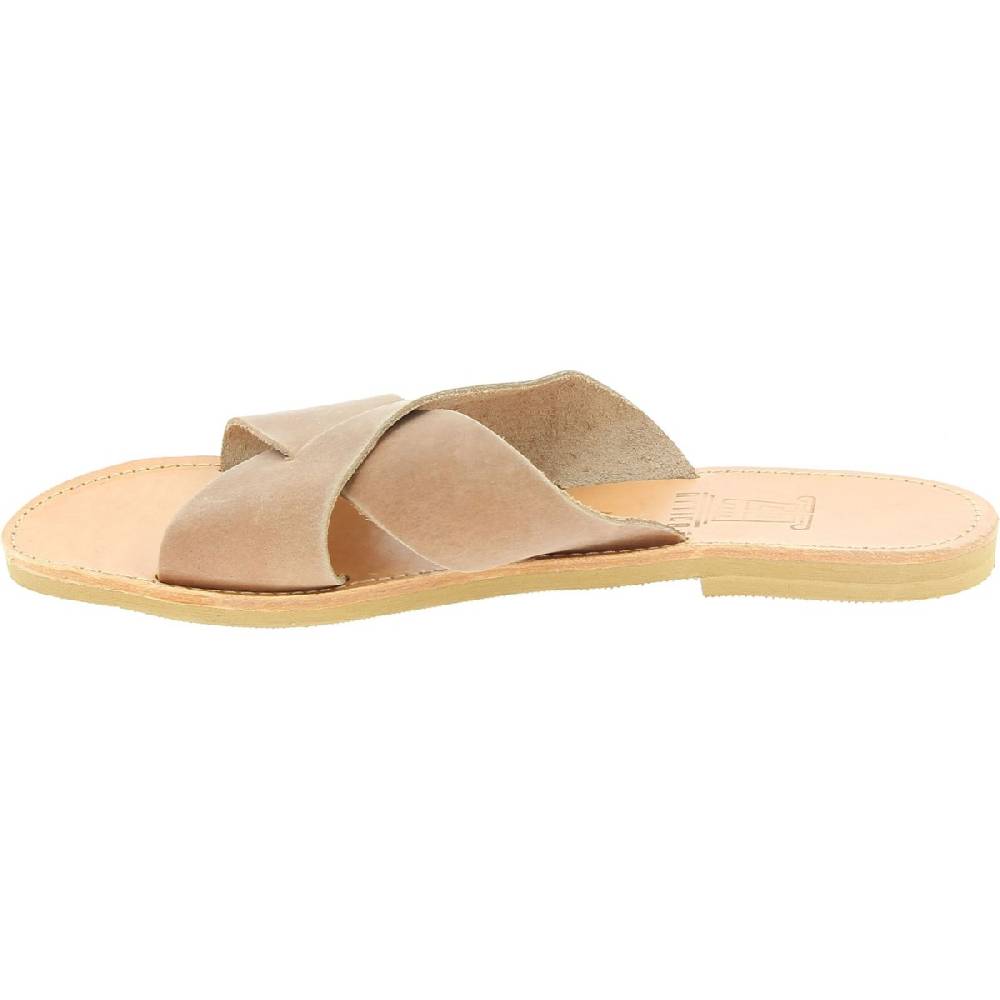 Lartigiano Del Cuoio Sandali uomo in nubuck marrone chiaro fatti a mano in Grecia Offerta