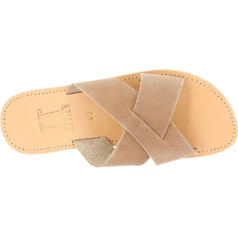 Lartigiano Del Cuoio Sandali uomo in nubuck marrone chiaro fatti a mano in Grecia Offerta