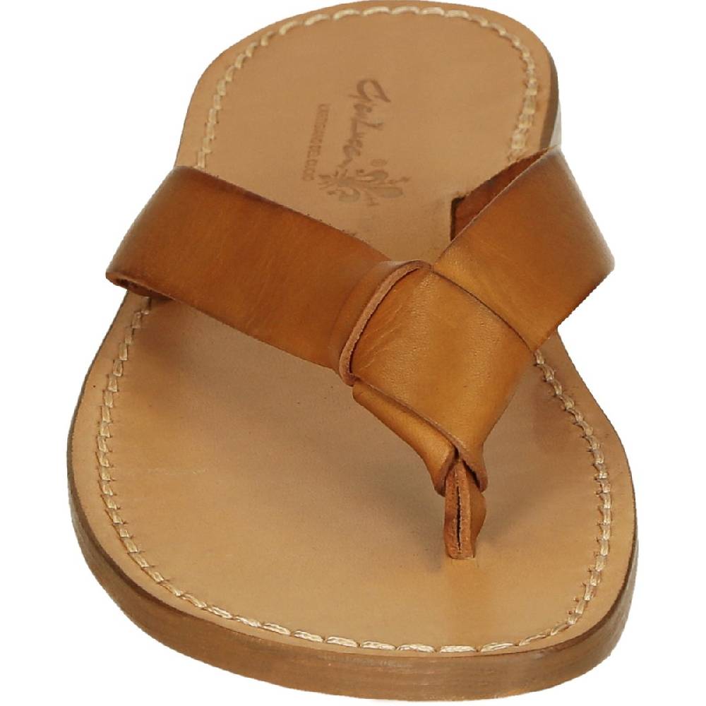 Lartigiano Del Cuoio Ciabatte infradito uomo in pelle color cuoio fatti a mano Economico