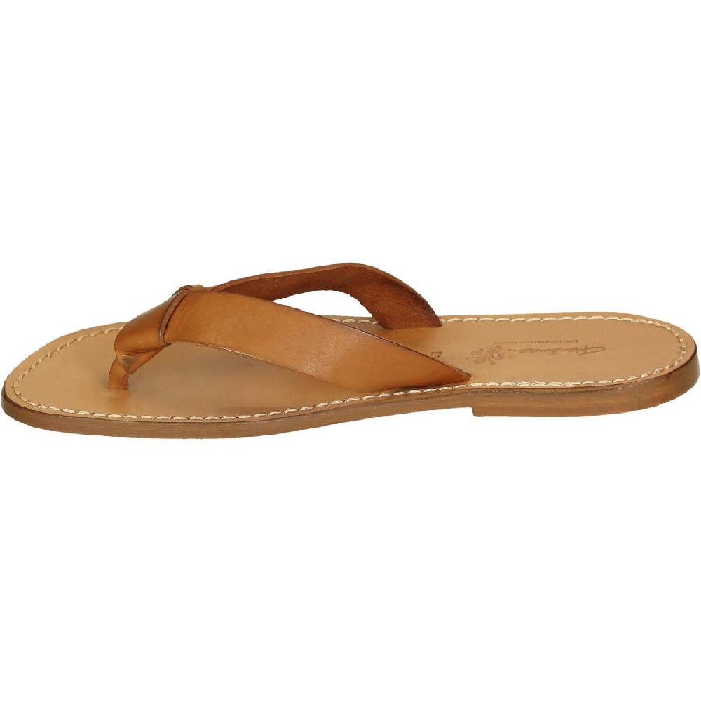 Lartigiano Del Cuoio Ciabatte infradito uomo in pelle color cuoio fatti a mano Economico