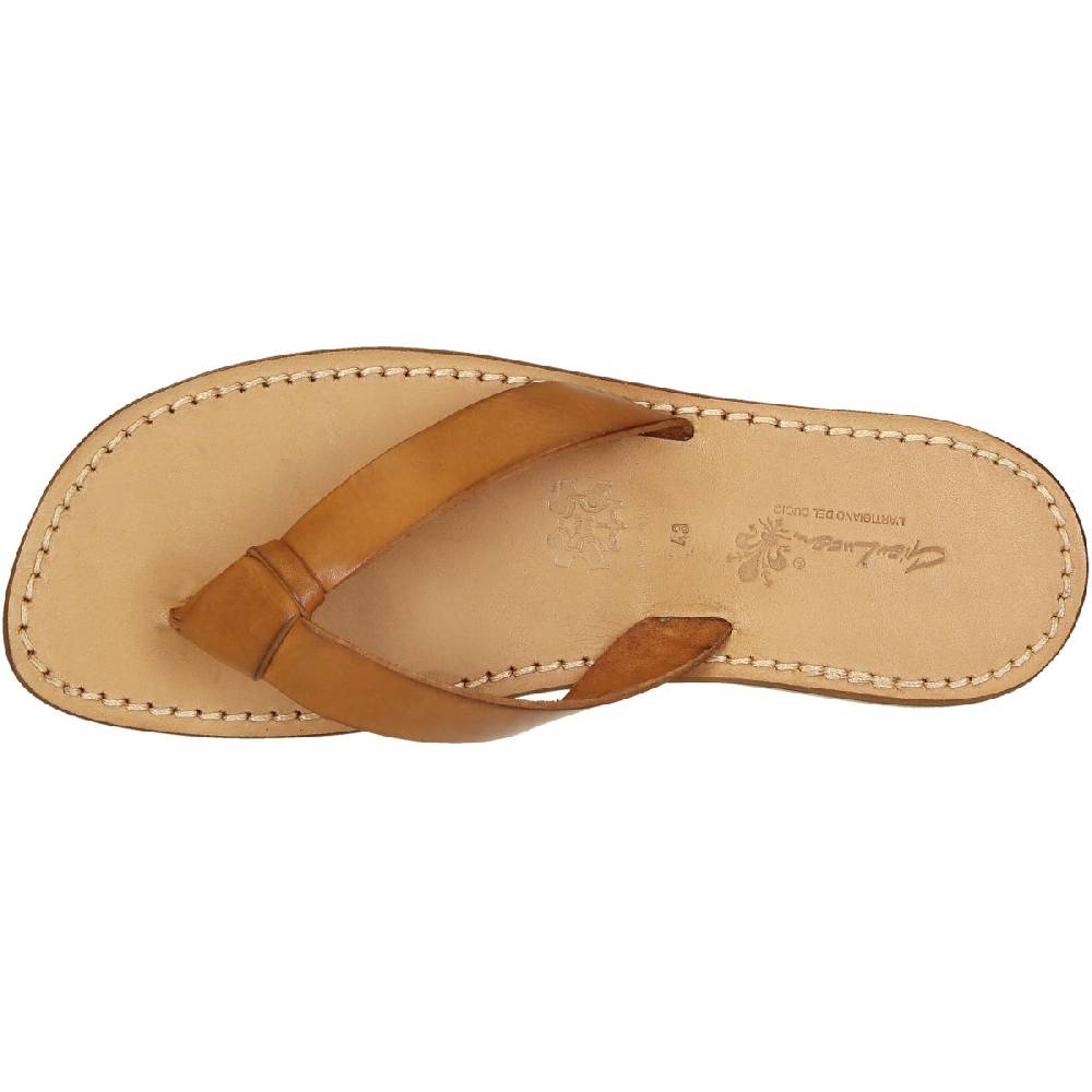 Lartigiano Del Cuoio Ciabatte infradito uomo in pelle color cuoio fatti a mano Economico