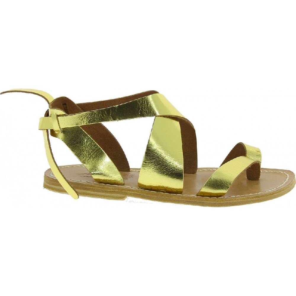 Lartigiano Del Cuoio Sandali donna fatti a mano in pelle laminata colore oro Italy