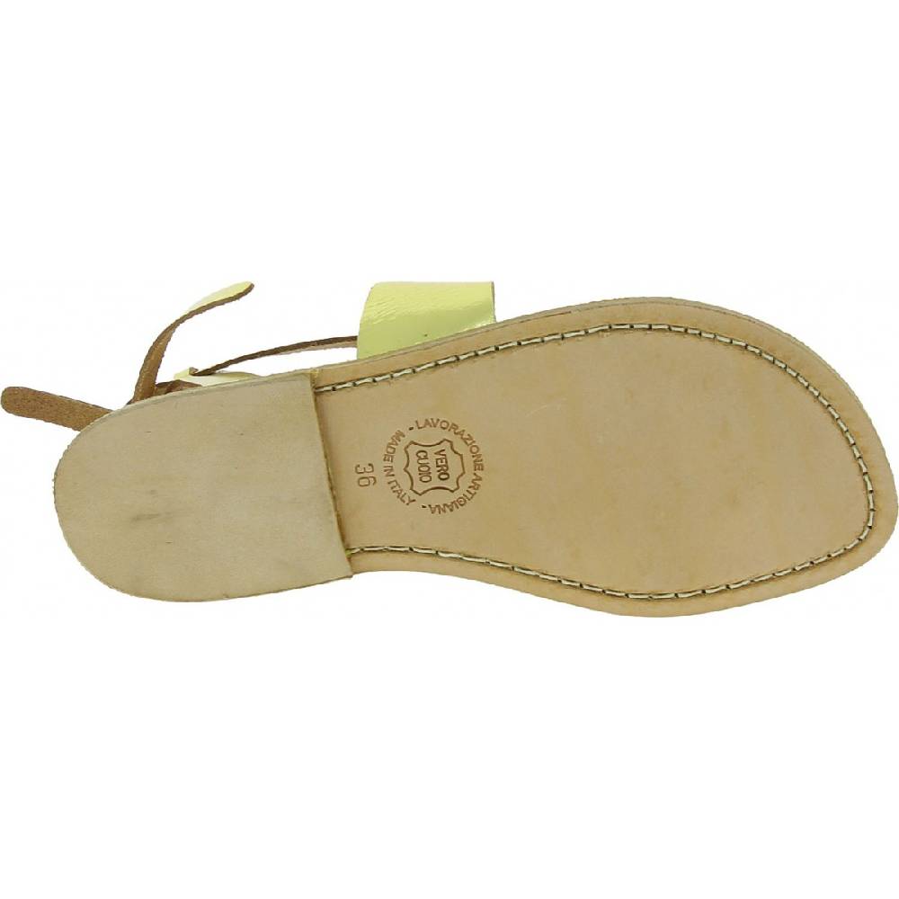 Lartigiano Del Cuoio Sandali donna fatti a mano in pelle laminata colore oro Italy