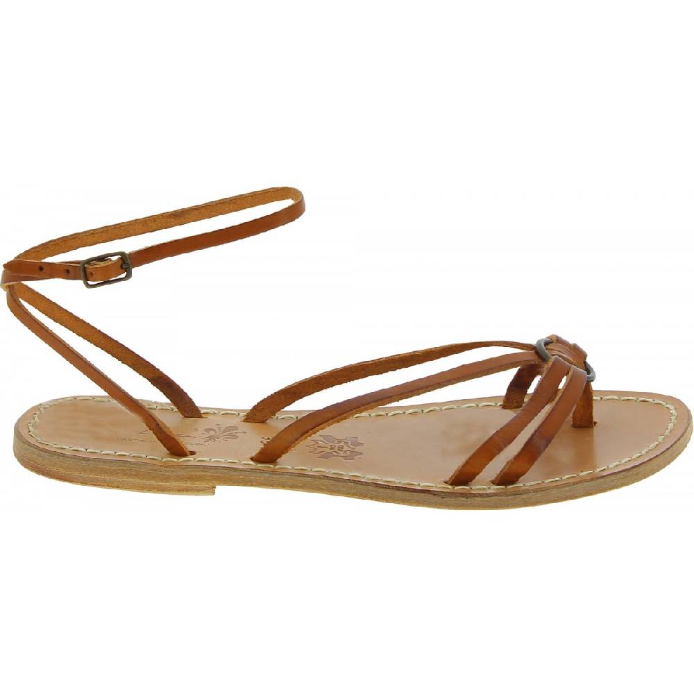 Lartigiano Del Cuoio Sandali infradito in pelle color cuoio da donna fatti a mano Italia