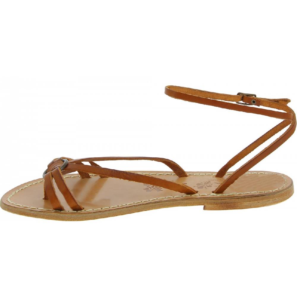 Lartigiano Del Cuoio Sandali infradito in pelle color cuoio da donna fatti a mano Italia