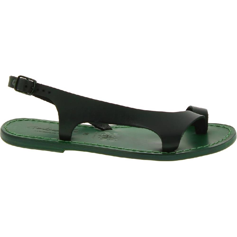 Lartigiano Del Cuoio Sandali infradito da donna artigianali in pelle verde Vendita