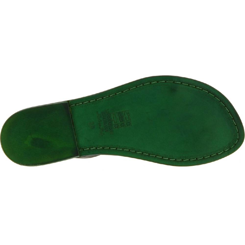 Lartigiano Del Cuoio Sandali infradito da donna artigianali in pelle verde Vendita