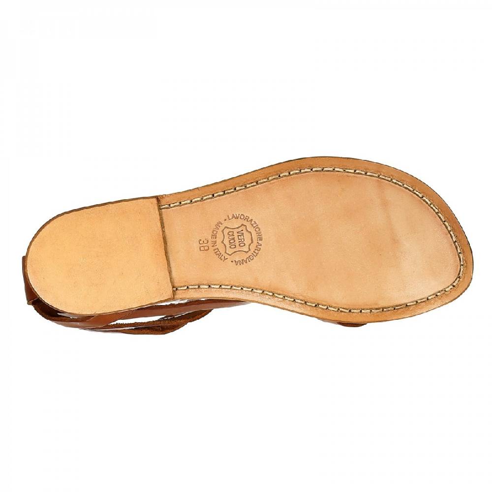Lartigiano Del Cuoio Sandali gladiator donna fatti a mano in pelle colore cuoio antico Presa
