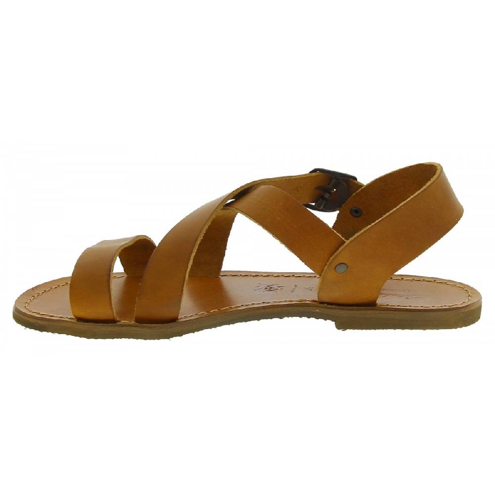 Lartigiano Del Cuoio Sandali alla francescana donna in pelle color cuoio artigianali Economico