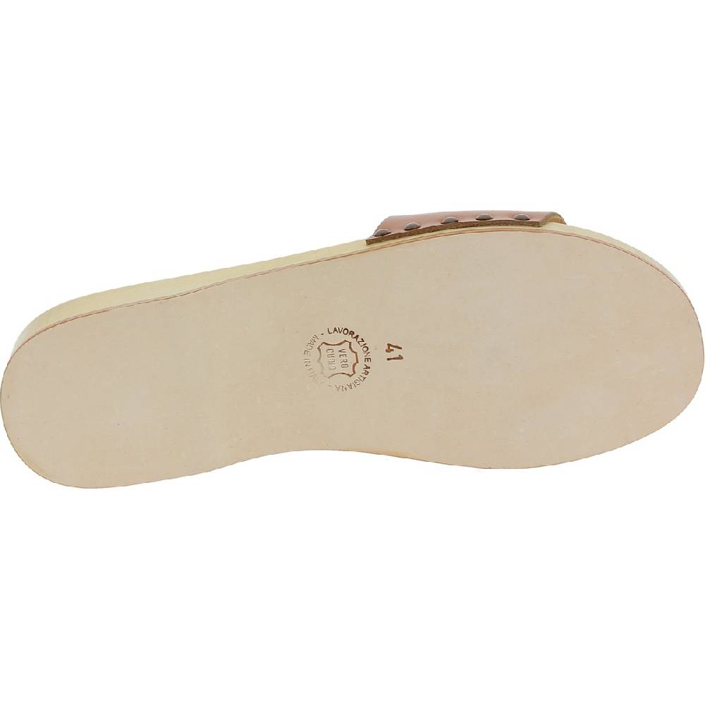 Lartigiano Del Cuoio Zoccoli in legno da uomo con fascia in pelle color cuoio Italy