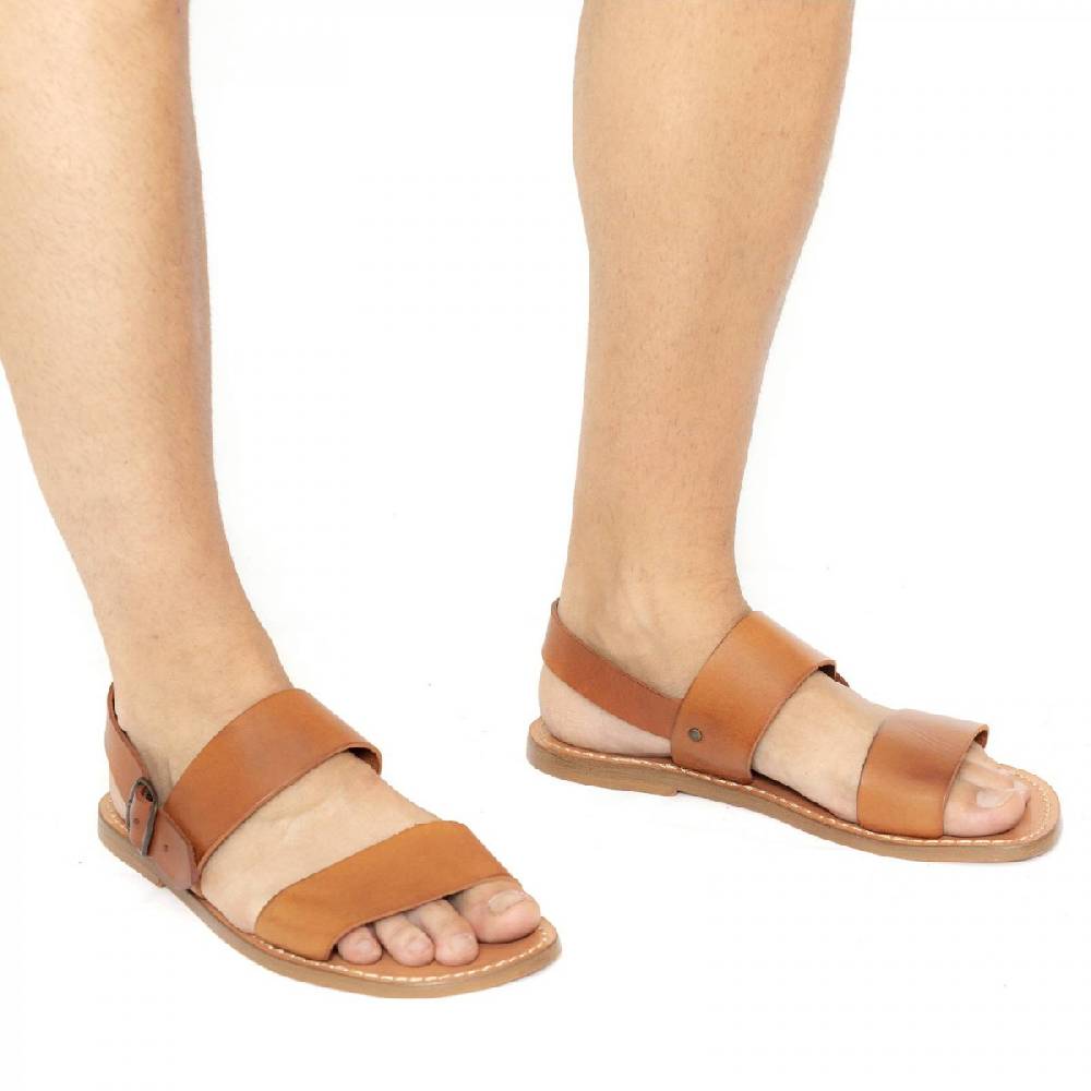 Lartigiano Del Cuoio Sandali uomo fatti a mano in pelle color cuoio antico Vendita