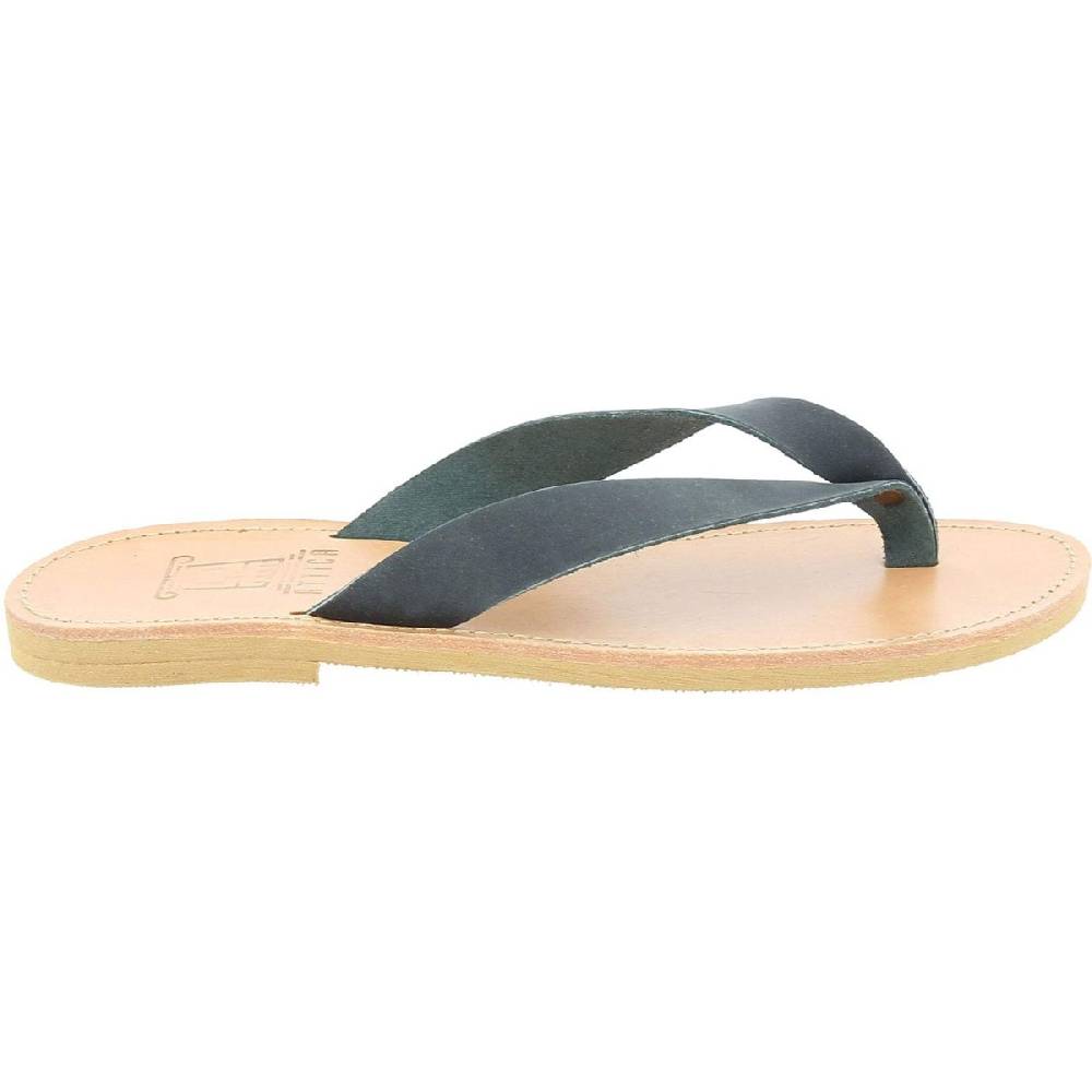 Lartigiano Del Cuoio Sandali infradito slip-on da uomo in pelle nabuk nera fatti a mano Negozi Online
