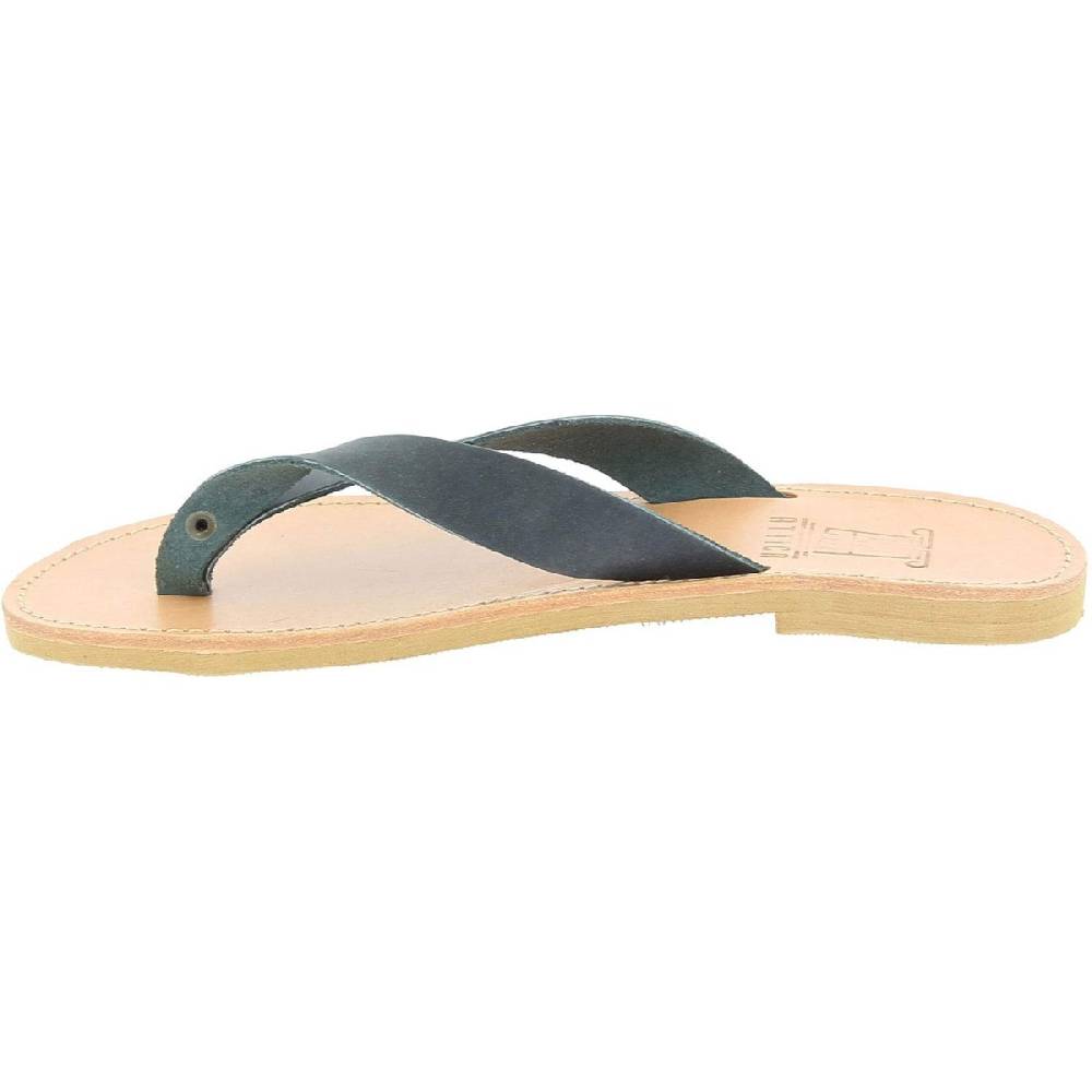 Lartigiano Del Cuoio Sandali infradito slip-on da uomo in pelle nabuk nera fatti a mano Negozi Online