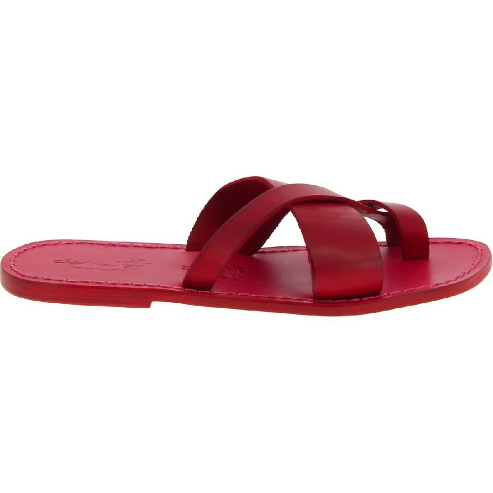 Lartigiano Del Cuoio Infradito in pelle rossa intrecciata sull'alluce e suola in cuoio Shopping Online