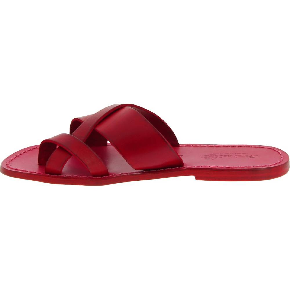 Lartigiano Del Cuoio Infradito in pelle rossa intrecciata sull'alluce e suola in cuoio Shopping Online