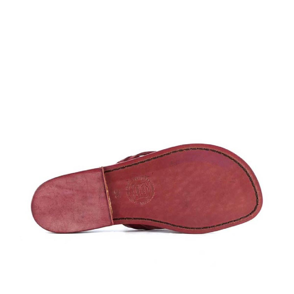 Lartigiano Del Cuoio Infradito donna fatti a mano in pelle intrecciata rosso con suola in cuoio Online