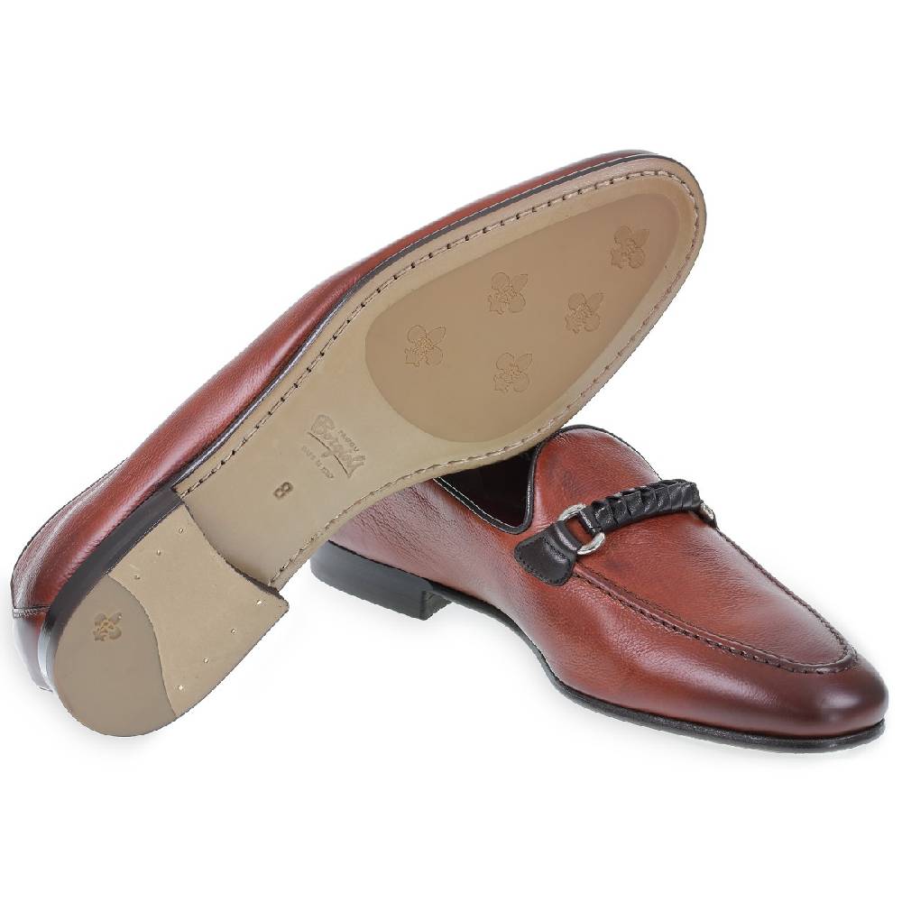 Lartigiano Del Cuoio Mocassino da uomo in pelle color mattone con passante intrecciato 2025