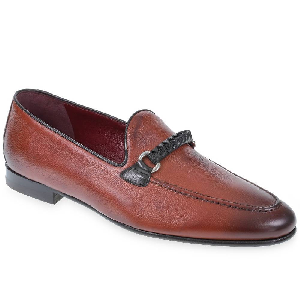 Lartigiano Del Cuoio Mocassino da uomo in pelle color mattone con passante intrecciato 2025