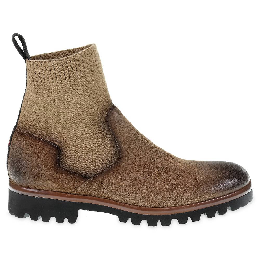 Lartigiano Del Cuoio Chelsea in camoscio marrone ingrassato e cashmere - Fratelli Borgioli Italia