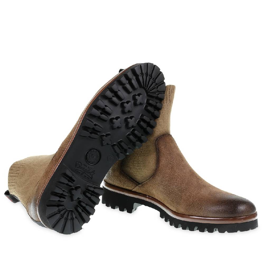Lartigiano Del Cuoio Chelsea in camoscio marrone ingrassato e cashmere - Fratelli Borgioli Italia